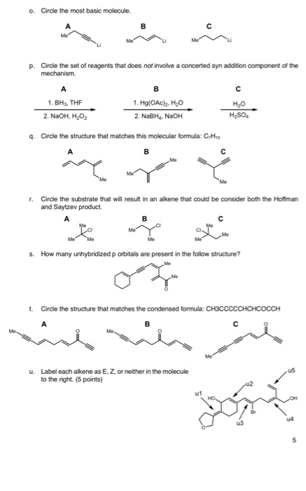 Solved 0. Circle the most basic molecule. B p. Circle the | Chegg.com