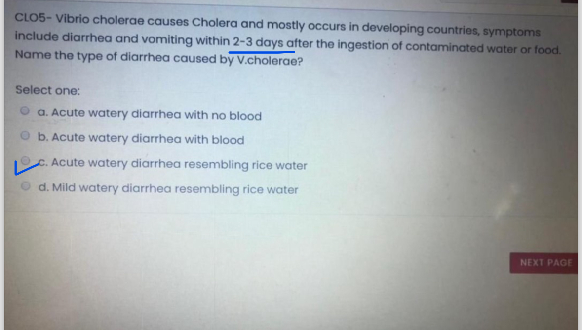 Solved CLO5- ﻿Vibrio cholerae causes Cholera and mostly | Chegg.com