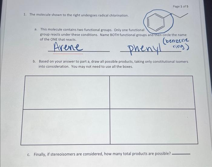 Solved Page 1 of 5 1. The molecule shown to the right | Chegg.com