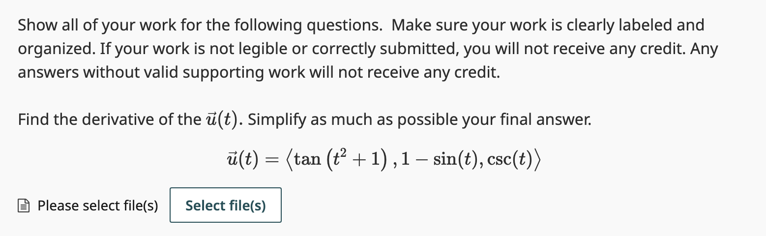Solved Show all of ﻿your work for the following questions. | Chegg.com