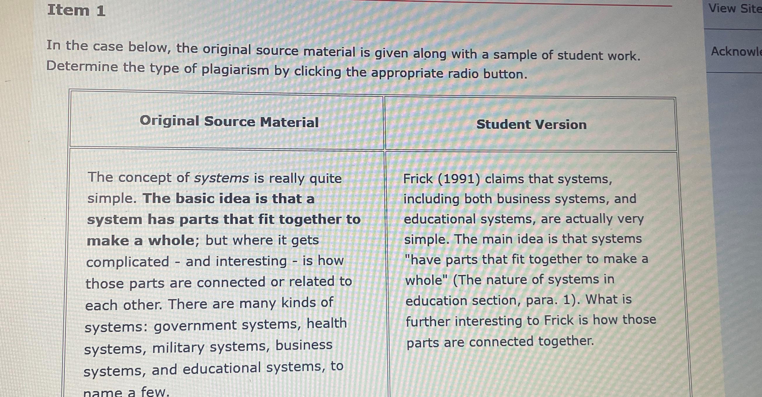Solved Item 1View SiteIn the case below, the original source | Chegg.com