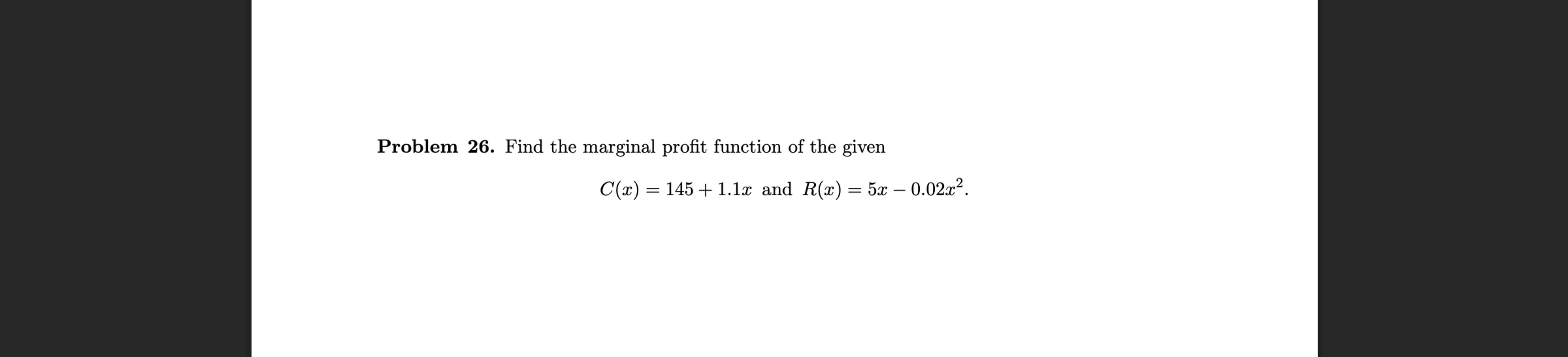 Solved Problem 26. ﻿Find the marginal profit function of | Chegg.com