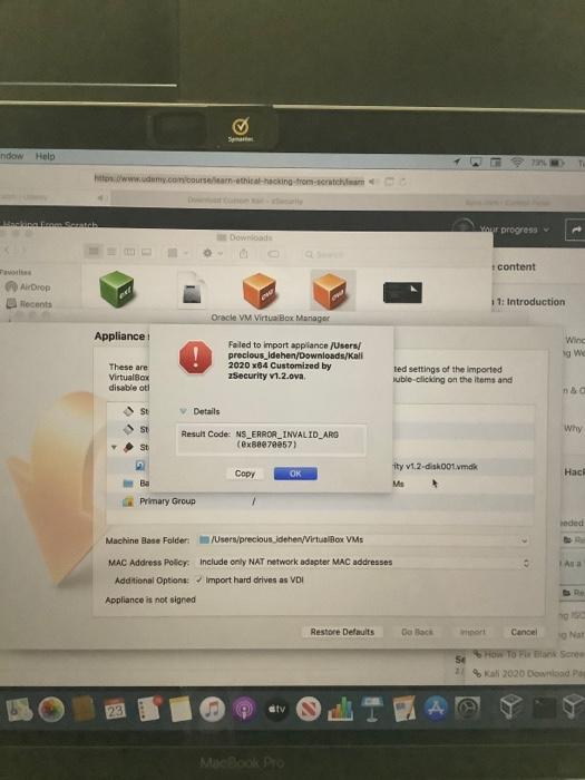 install kali linux on mac