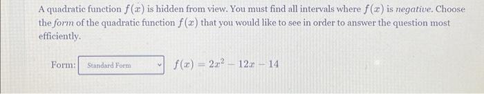 Solved A quadratic function f(x) is hidden from view. You | Chegg.com