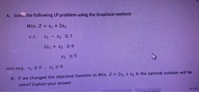 Solved A. Solve the following LP problem using the Graphical | Chegg.com