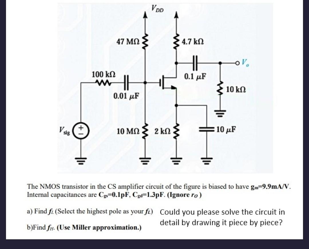 Solved The NMOS transistor in the CS amplifier circuit of | Chegg.com