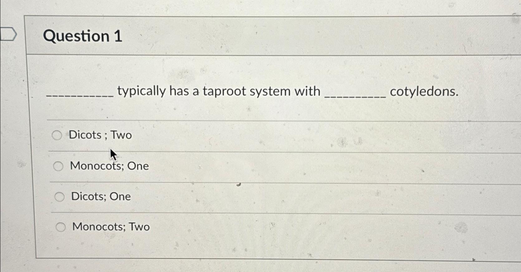 Solved Question 1typically has a taproot system with | Chegg.com