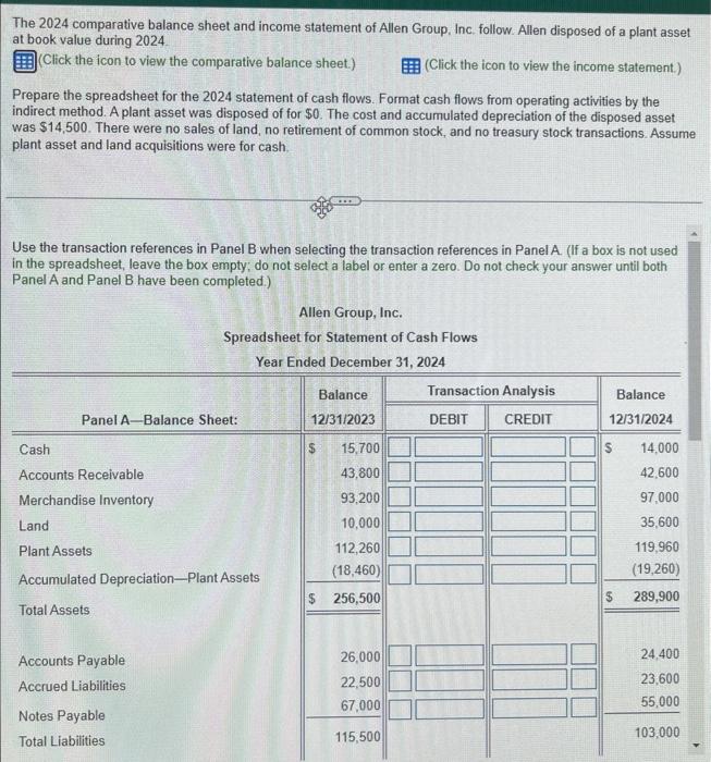 Solved The 2024 Comparative Balance Sheet And Income Chegg Com   Image