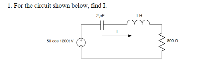 Solved For the circuit shown below, find I. | Chegg.com