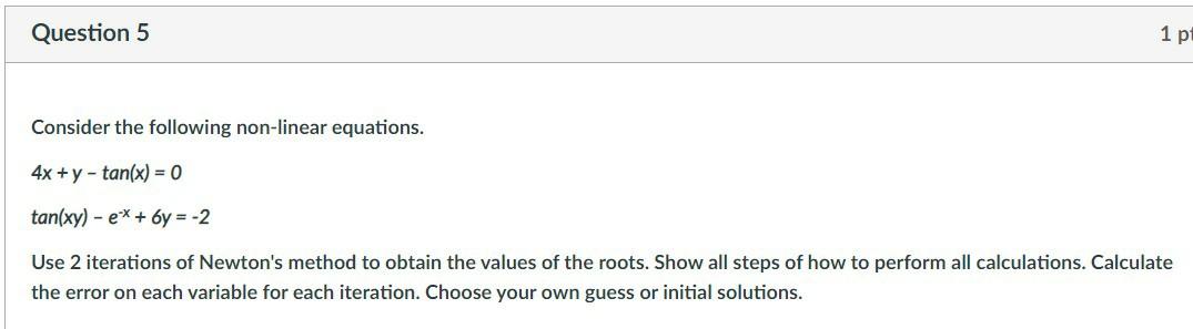 Solved Question 5 1 p Consider the following non-linear | Chegg.com