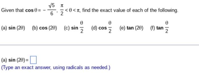 Solved Given that cos 0 = 75 | Chegg.com