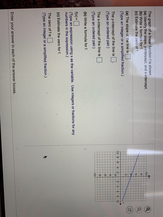 Solved 10- 8- 6- 2- The graph of a linear function fis | Chegg.com