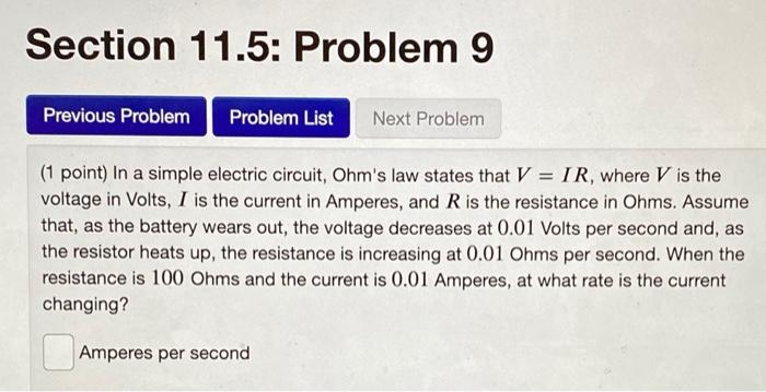 Solved Section 11.5: Problem 7 Previous Problem Problem List | Chegg.com