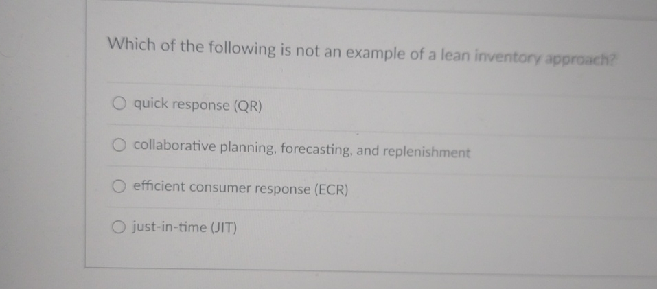 Solved Which of the following is not an example of a lean | Chegg.com