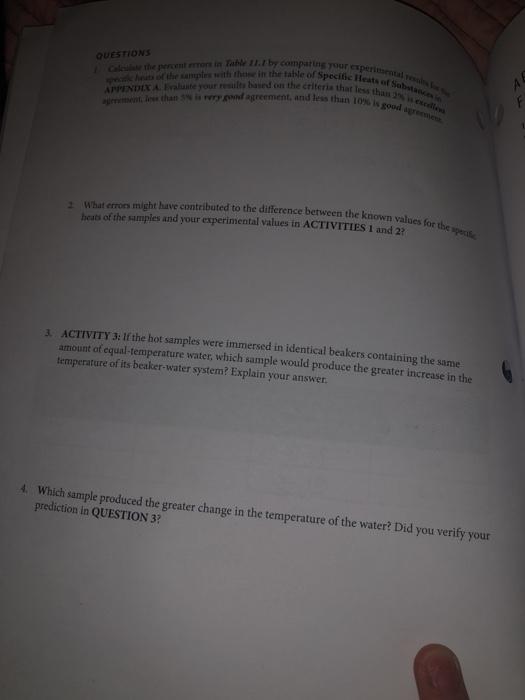Solved be heat of calorimeter LAB REPORT CALORIMETRY Table