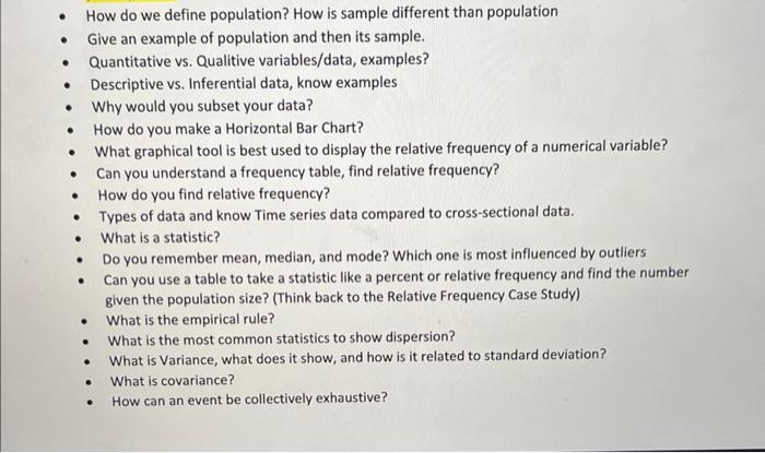 Solved - How do we define population? How is sample