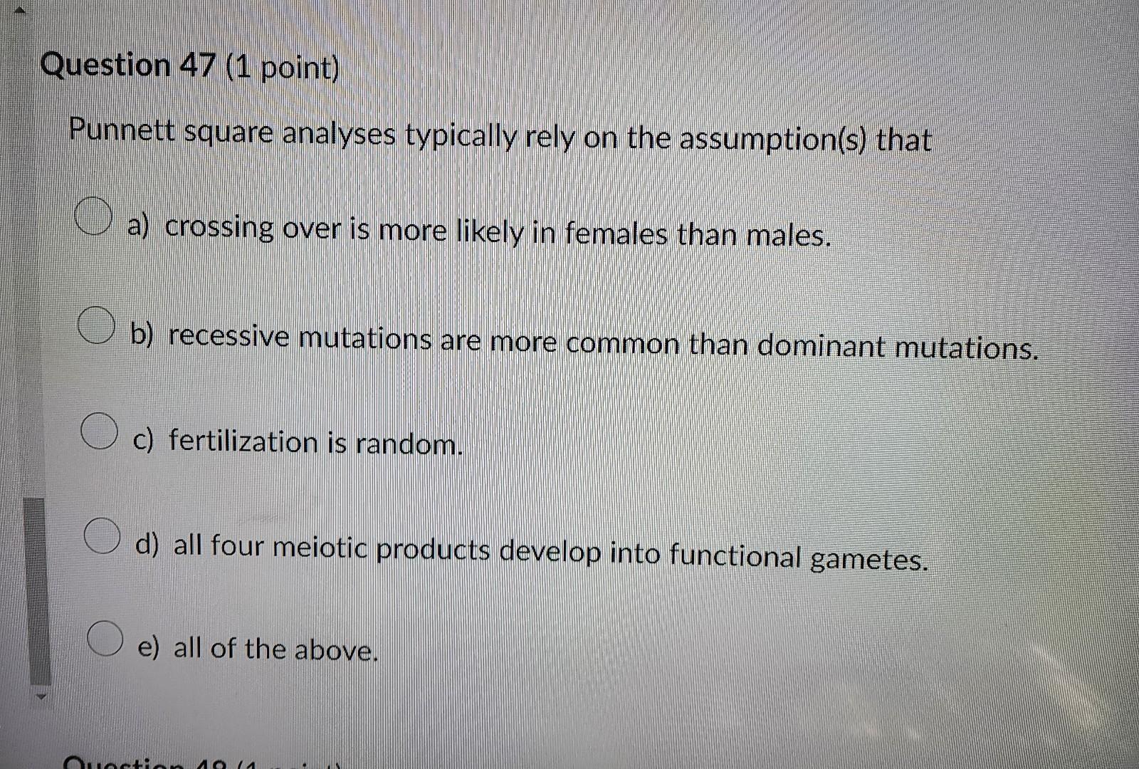 Solved Punnett Square Analyses Typically Rely On The | Chegg.com