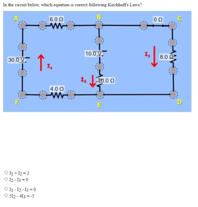 Solved In the circuit below, which equation is correct | Chegg.com