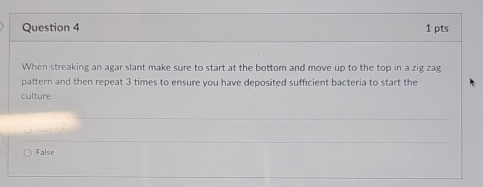 Solved When streaking an agar slant make sure to start at | Chegg.com