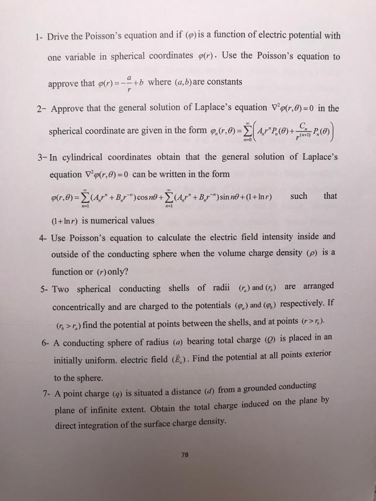 Solved 1- Drive the Poisson's equation and if (ø) is a | Chegg.com