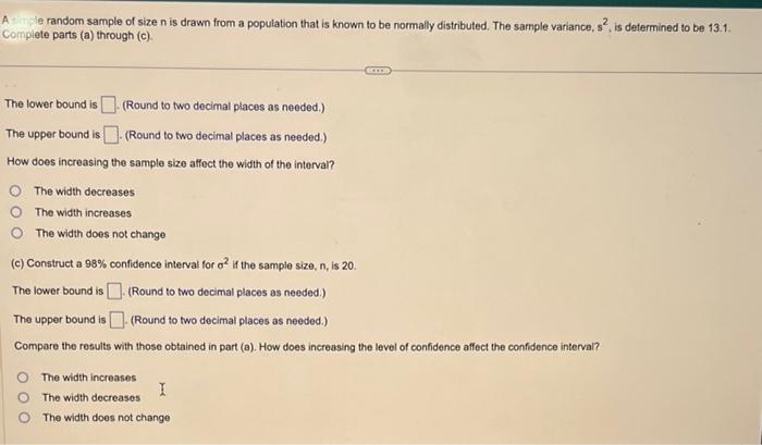 Solved A simple random sample of size n is drawn from a | Chegg.com