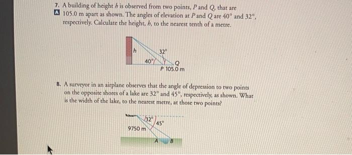 Solved 7. A building of height h is observed from two | Chegg.com