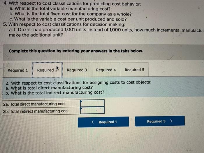 Solved Dozier Company produced and sold 1000 units during