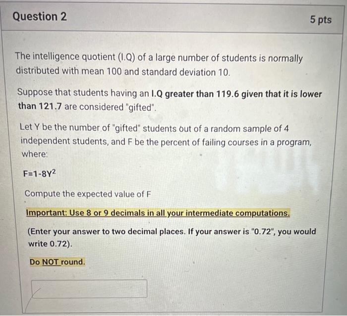 Solved The intelligence quotient (I.Q) of a large number of | Chegg.com