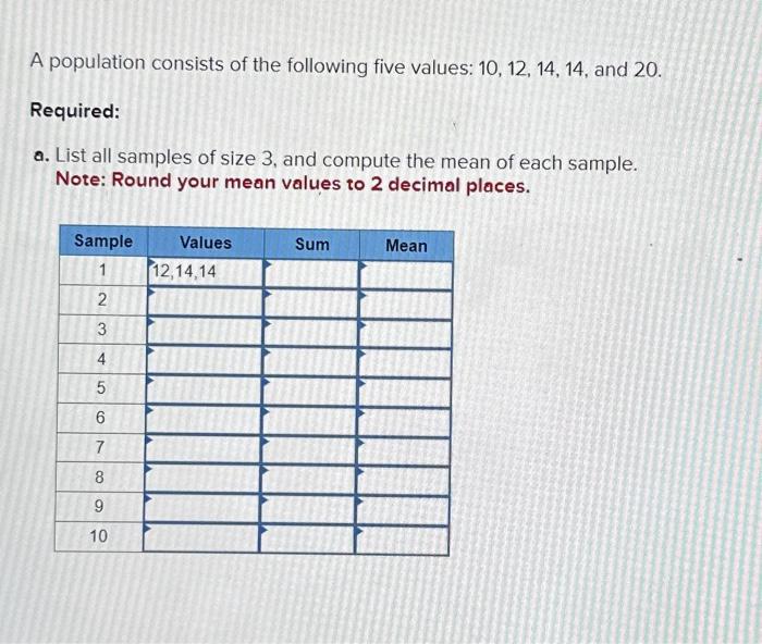 Solved A population consists of N=6 numbers: 1,2,4,7,10,12.