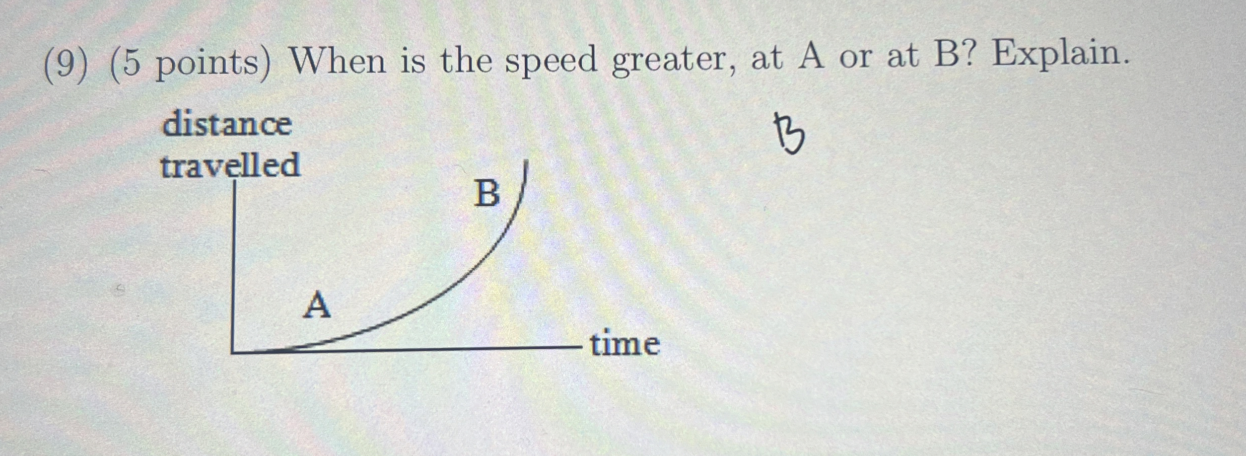 Solved (9) (5 ﻿points) ﻿When is the speed greater, at A or | Chegg.com