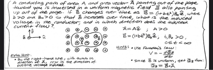 Solved A conducting path of area A and area vector À | Chegg.com