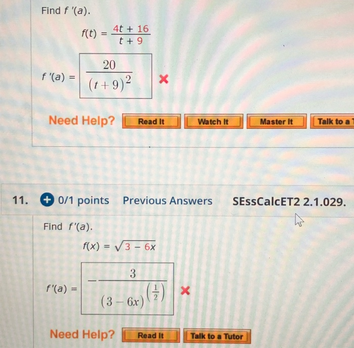 Solved Find F '(a) 4t+16 F(t) T+9 20 F '(a) (t+9)2 Need | Chegg.com