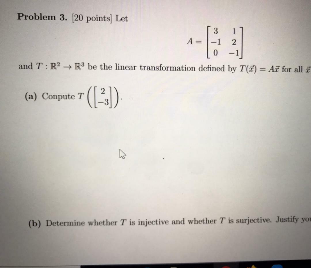 Solved Problem 2. [10 points] Consider the following linear | Chegg.com
