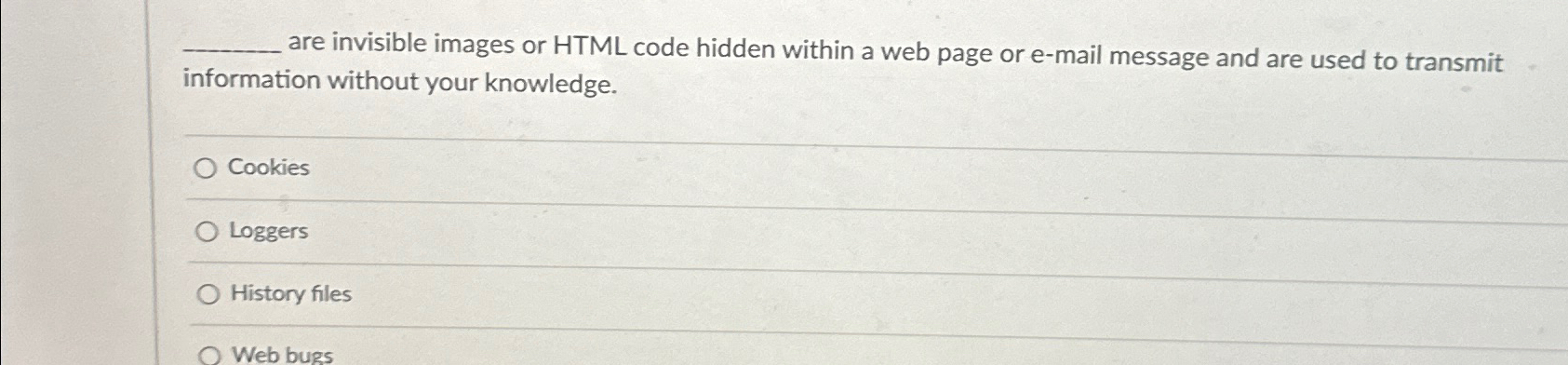 Solved are invisible images or HTML code hidden within a web | Chegg.com