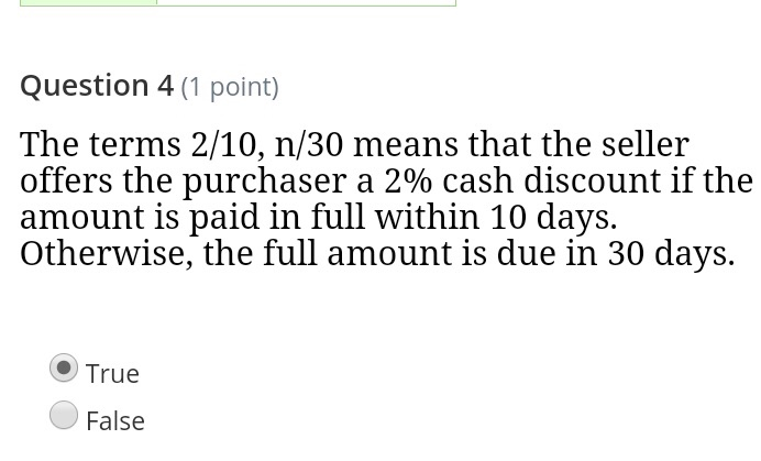 Solved Question 4 1 point The terms 2 10 n 30 means that