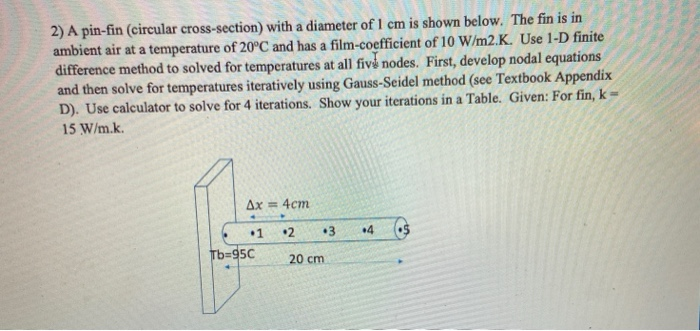 2) A Pin-fin (circular Cross-section) With A Diameter | Chegg.com