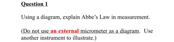 Solved Question 1 Using a diagram, explain Abbe's Law in | Chegg.com