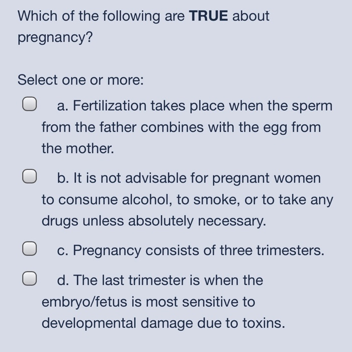 Of three pregnancy trimesters Pregnancy Weeks