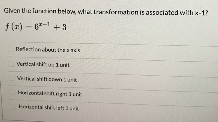 Solved Given the function below, what transformation is | Chegg.com