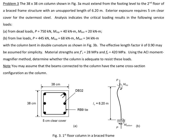 Problem 3 The ( 38 imes 38 mathrm{~cm} ) column | Chegg.com