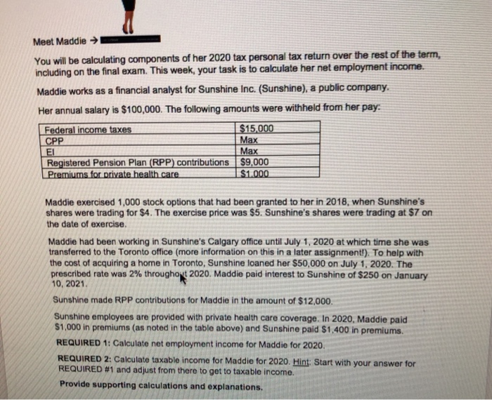 Meet Maddie → You will be calculating components of | Chegg.com