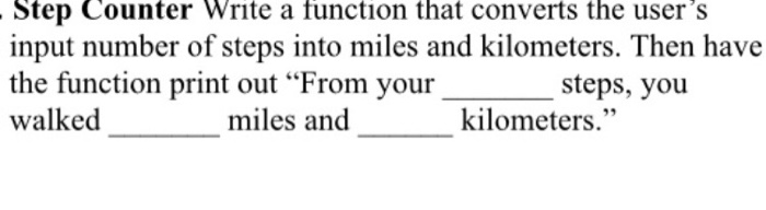 Solved Step Counter Write a function that converts the | Chegg.com