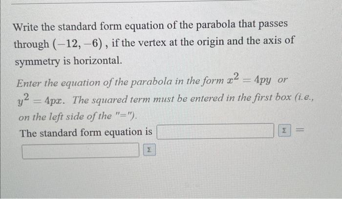 standard form equation