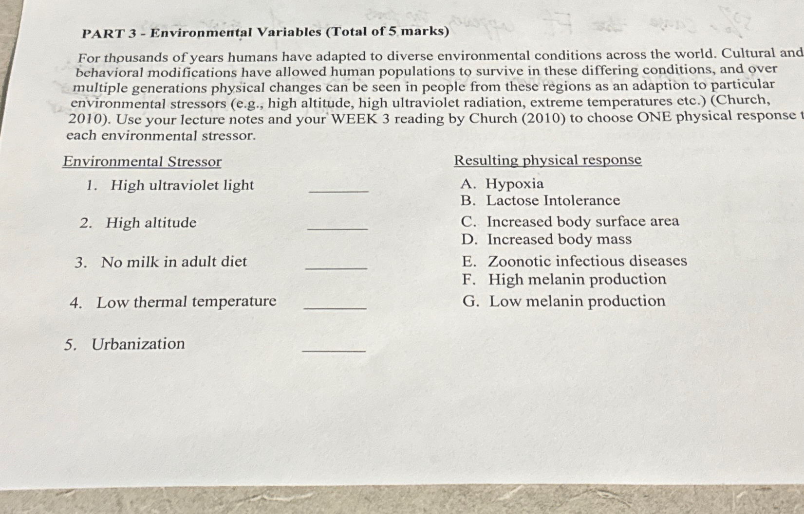 Solved PART 3 - Environmental Variables (Total of 5 | Chegg.com