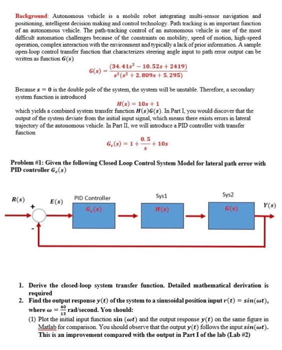 Solved Background: Autonomous vehicle is a mobile robot | Chegg.com