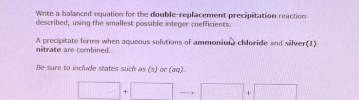 Solved Write a balanced equation for the double-replacement | Chegg.com