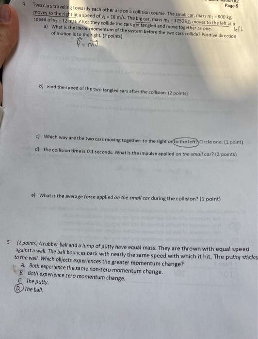 Solved 4. Page 5 Two cars traveling towards each other are | Chegg.com