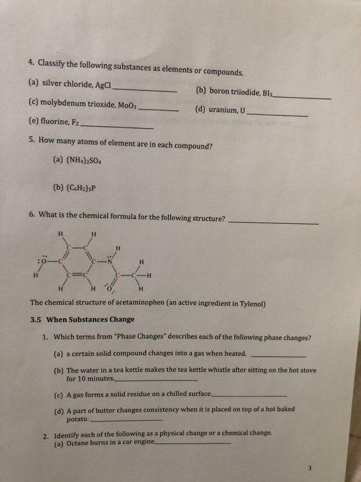 Solved 4. Classify The Following Substances As Elements Or | Chegg.com