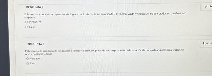 Si la empresa no tione la capacidad de tiegar a punto de equabro en unidodes, in amemativa de manutactura de esie producto no