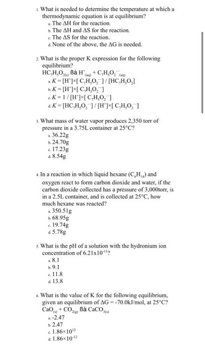 Solved 1. What is needed to determine the temperature at | Chegg.com